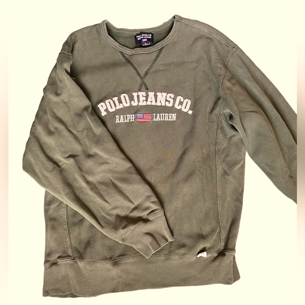 Ralph Lauren polo jeans army green crewneck sweatshirt
